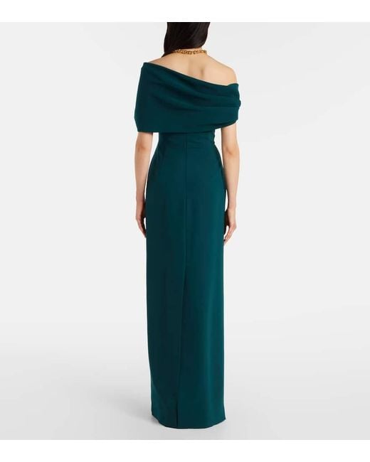 Carolina Herrera Green Off-Shoulder-Robe Aus Crepe