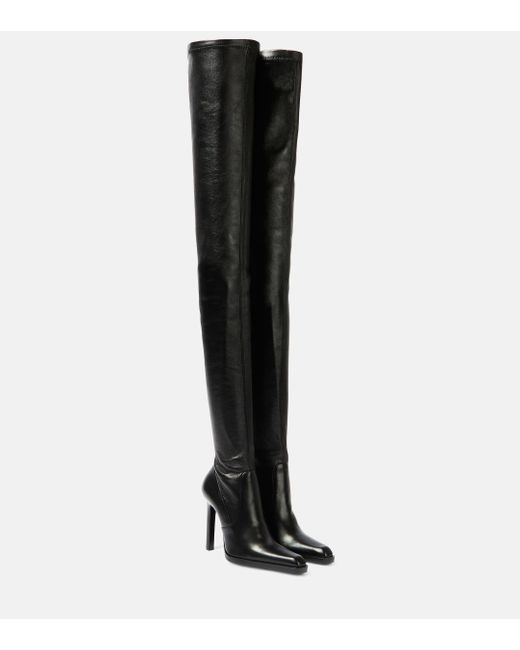Saint Laurent Black Nina 110 Leather Over-The-Knee Boots