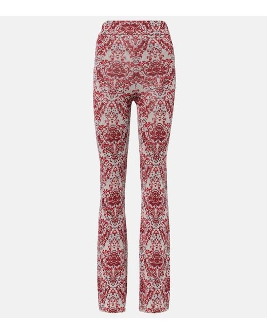 Rabanne Red Paisley Straight Pants