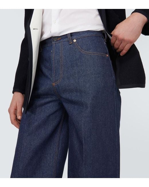 Valentino Blue Mid-Rise Wide-Leg Jeans for men