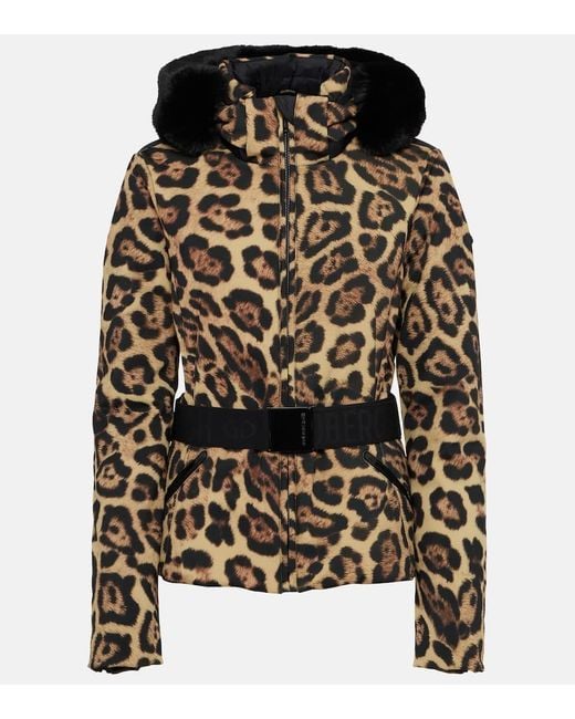 Goldbergh Brown Felis Leopard-Print Down Ski Jacket