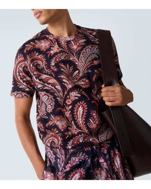 Etro Pink Paisley Cotton Jersey T-Shirt for men