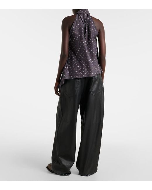 Acne Black 2023 Mid-Rise Wide-Leg Coated Jeans