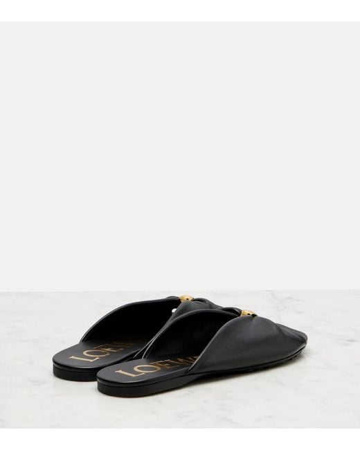 Loewe Black Paula's Ibiza Pebble Leather Slides