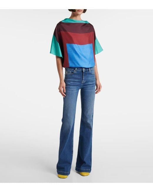 Jeans Flared Tropea A Vita Alta di AG Jeans in Blue