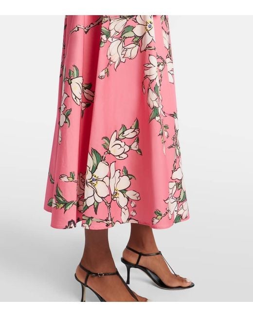 LEO LIN Red Bianca Floral Cotton Shirt Dress