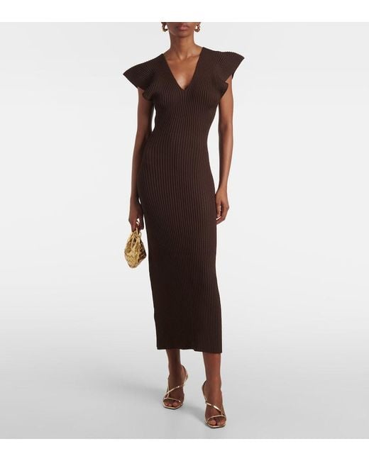 Altuzarra Brown Ribbed-Knit Maxi Dress