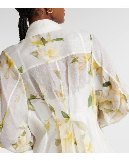 Robe chemise Harmony en lin et soie Zimmermann en coloris White