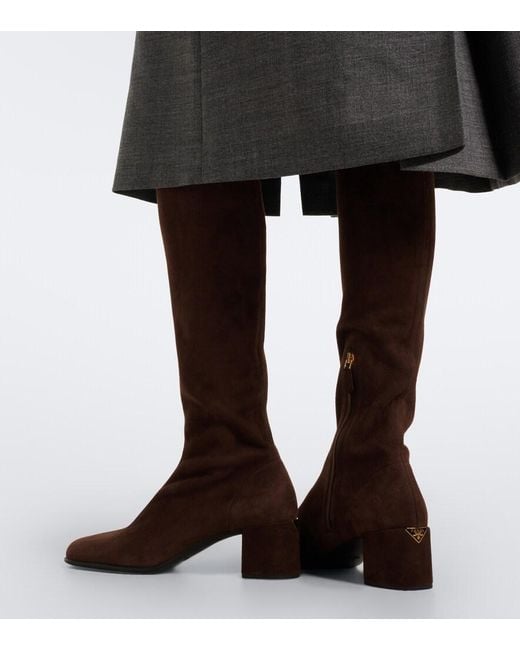 Bottes En Daim Prada en coloris Brown