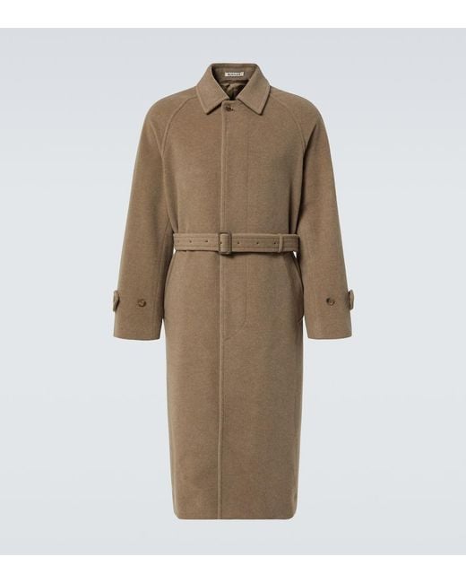 Auralee Natural Belted Wool Overcoat for men