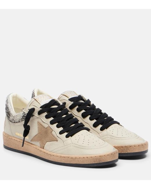 Golden Goose Deluxe Brand Black Ball Star Leopard-Print Leather Sneakers