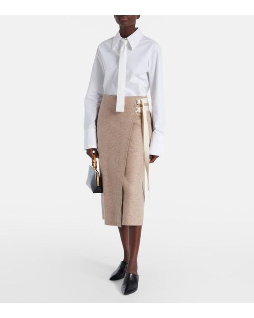 Jil Sander Natural Wool-Blend Midi Skirt