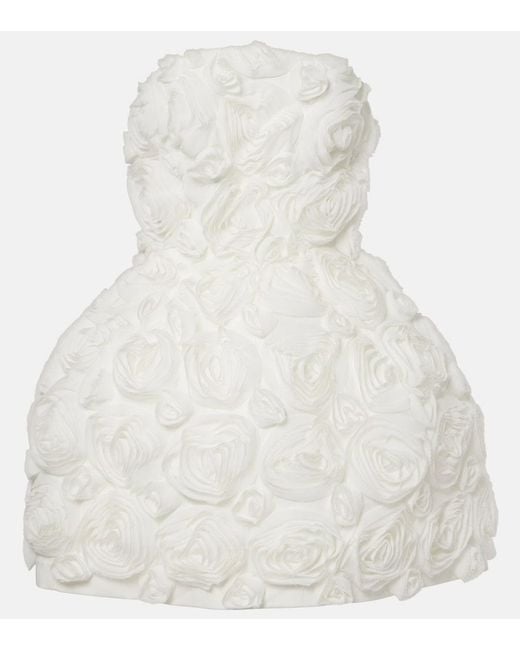 The New Arrivals Ilkyaz Ozel White Floral-Applique Strapless Minidress