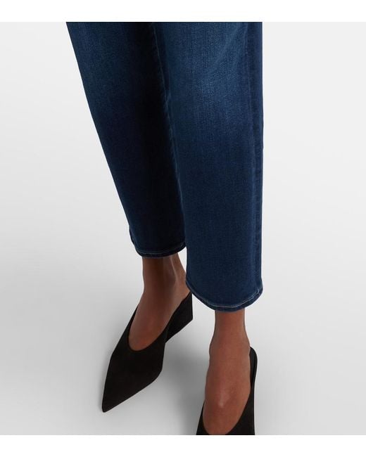 Citizens of Humanity Blue Caia Cropped Mid-Rise Straight Jeans