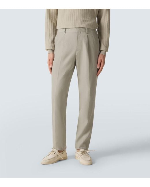 Lardini Gray Linen, Cotton, And Silk Chinos for men