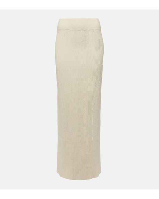 Totême  White Cotton-blend Boucle Maxi Skirt