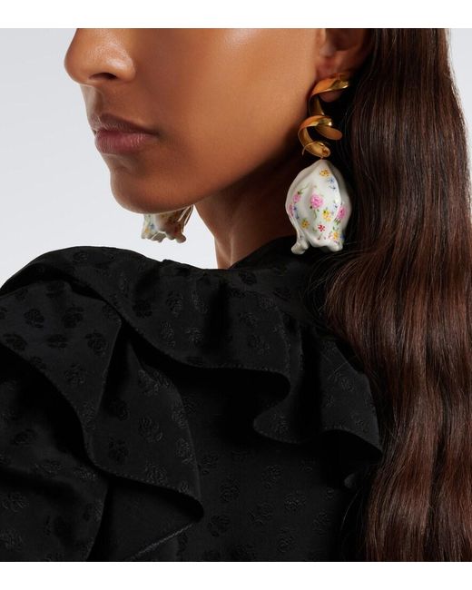 Chloé White Bloomcraft Drop Earrings