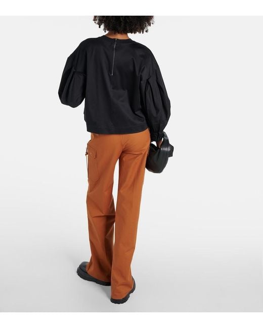Max Mara Black Dolly Cotton Jersey And Poplin Top