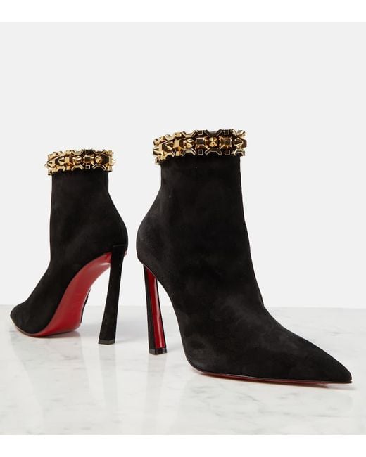 Christian Louboutin Black Asteroispikes Embellished Suede Ankle Boots