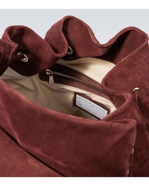 Brunello Cucinelli Red Suede Backpack for men
