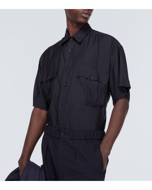 Camisa bowling de jersey Giorgio Armani de hombre de color Black