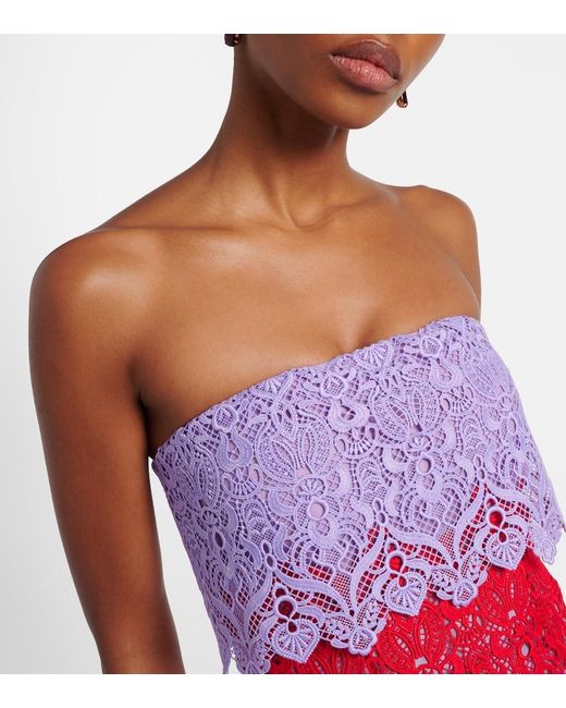 Carolina Herrera Red Lace Cocktail Dress
