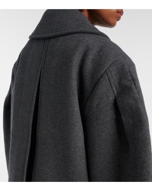 Ganni Gray Oversized Wool-Blend Peacoat