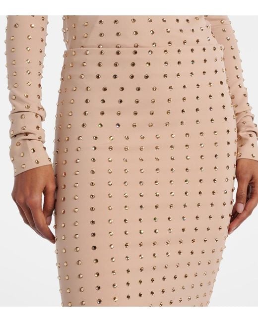 Sportmax Natural Nome Crystal-Embellished Midi Skirt