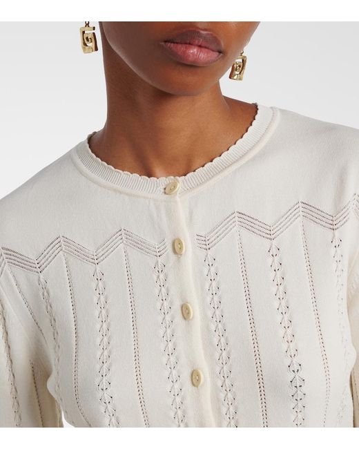 Faithfull The Brand White Esme Pointelle Cotton-Blend Cardigan