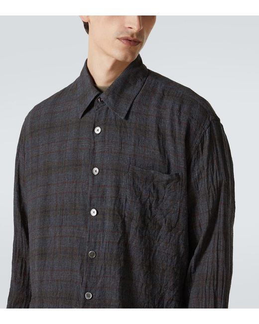 Our Legacy Black Above Checked Cotton-Blend Shirt for men
