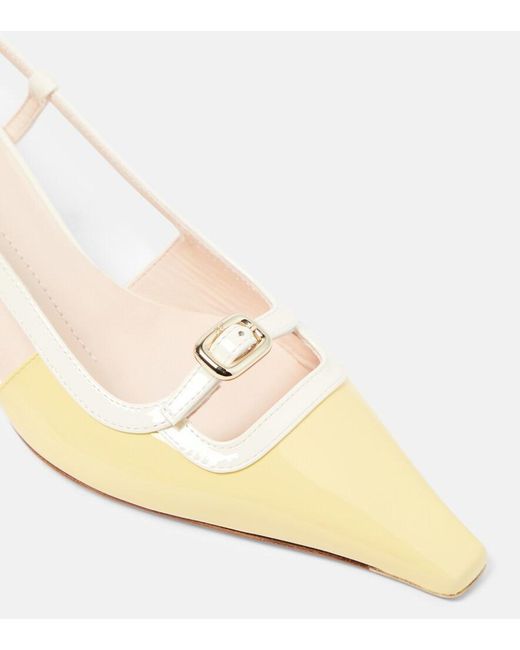 Roger Vivier Natural Viv' Canard Patent Leather Slingback Pumps