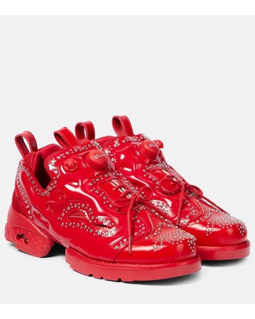 Noir Kei Ninomiya Red Studded Brogue Sneakers