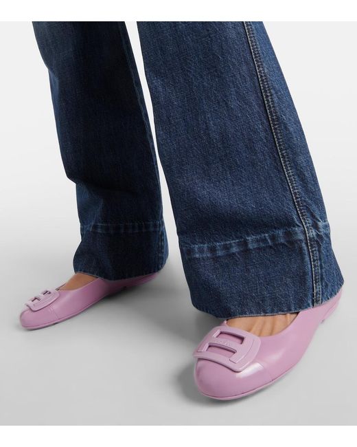 Hogan Purple H661 Leather Ballet Flats