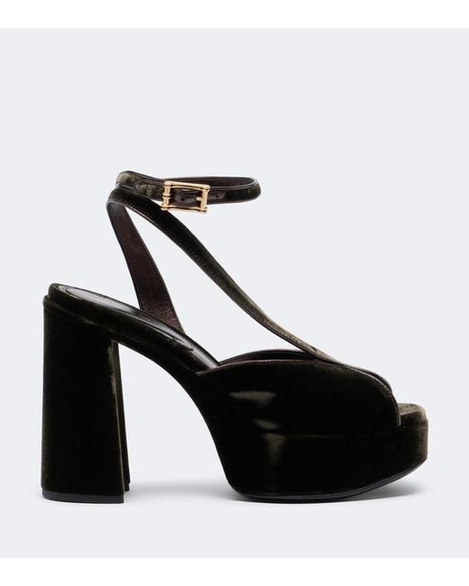 Etro Black Velvet Platform Sandals