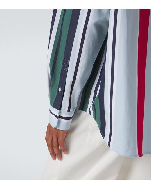 Loewe Blue Double L Striped Cotton Twill Shirt for men