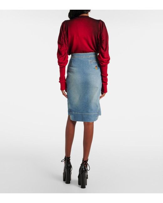 Vivienne Westwood Blue Orb Denim Pencil Skirt