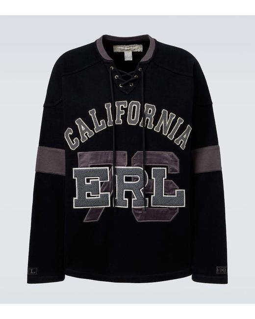 ERL Black Embroidered Cotton Jersey T-Shirt for men