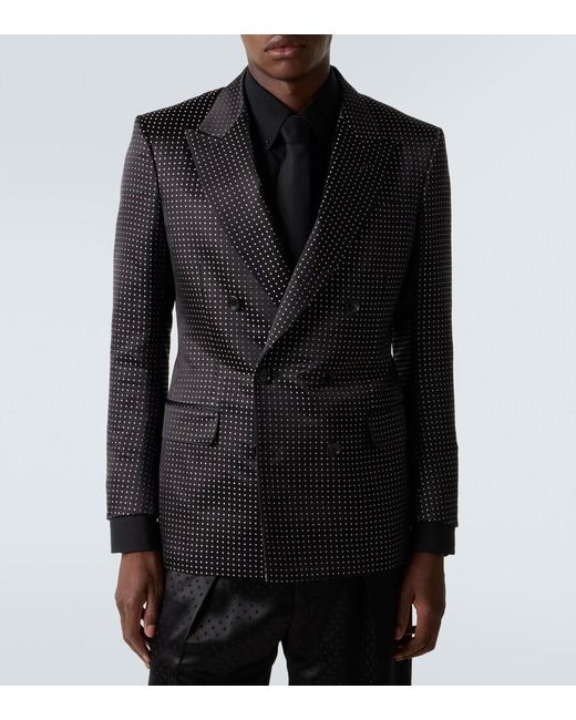 Tom Ford Black Polka-Dot Silk Satin Suit Jacket for men