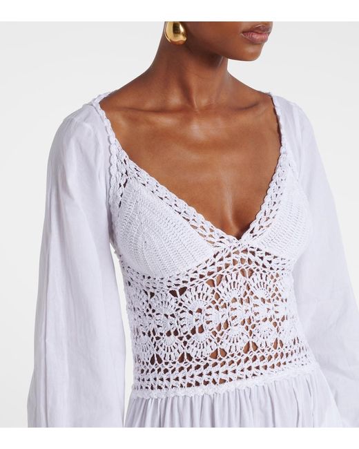 Anna Kosturova White Victoria Crochet Cotton Poplin Dress