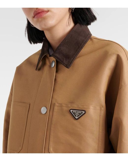 Prada Brown Oversize-Hemdjacke aus Canvas