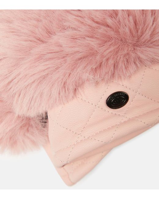 Goldbergh Pink Hill Faux Shearling And Leather Mittens