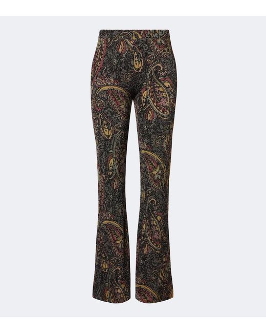 Etro Gray Paisley Jacquard Flared Pants
