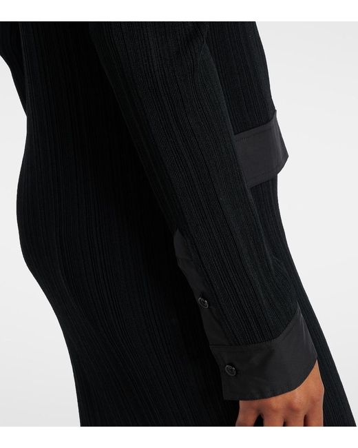 Totême Black Ribbed-Knit Shirt Dress