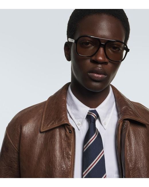 Saint Laurent Brown Sl 545 Aviator Glasses for men
