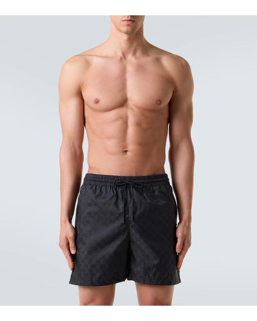 Short De Bain Gg Gucci pour homme en coloris Gray
