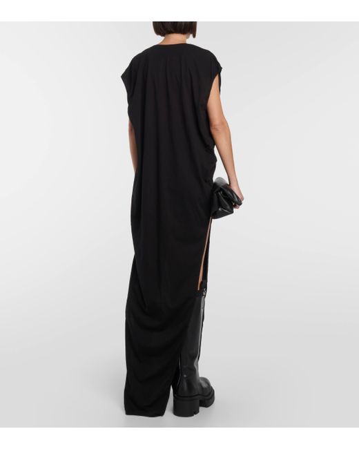Rick Owens Black Cotton Jersey Maxi Dress