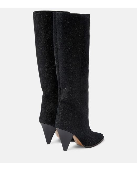 Isabel Marant Black Ririo Suede Knee-High Boots