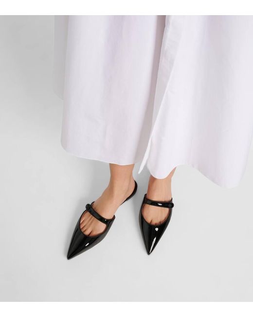 Manolo Blahnik Black Camparimu Patent Leather Mules