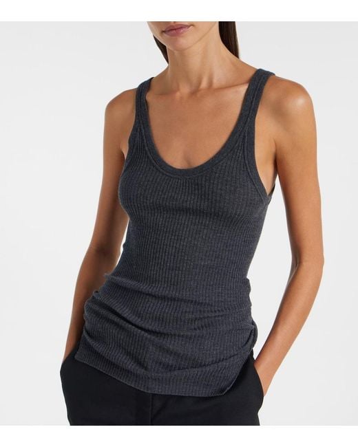Calvin Klein Black Ella Ribbed-Knit Wool Tank Top
