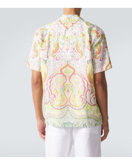 Orlebar Brown Multicolor Maitan Printed Linen Bowling Shirt for men